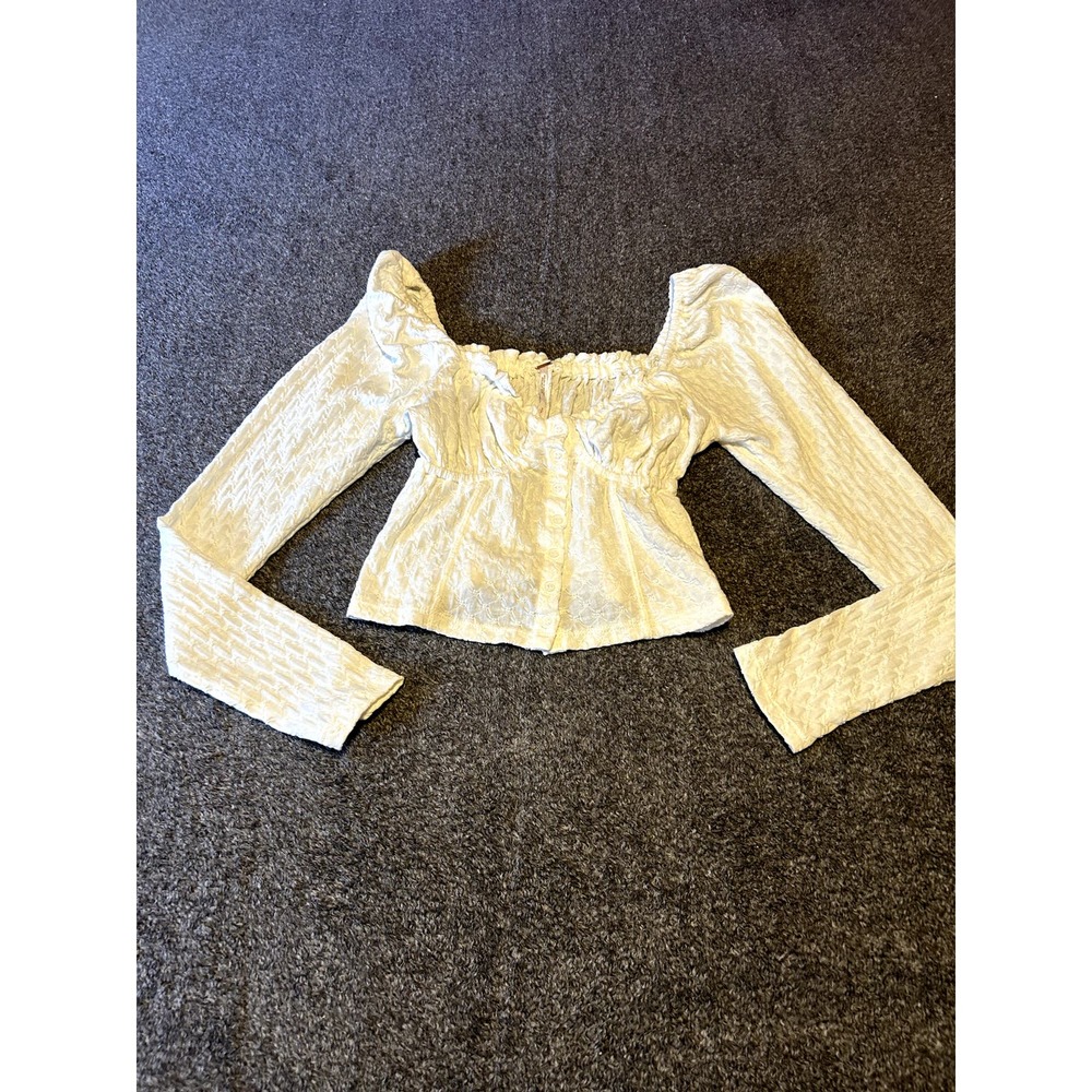 Free People White Cute Balloon Long‎ Sleeve Top Size S